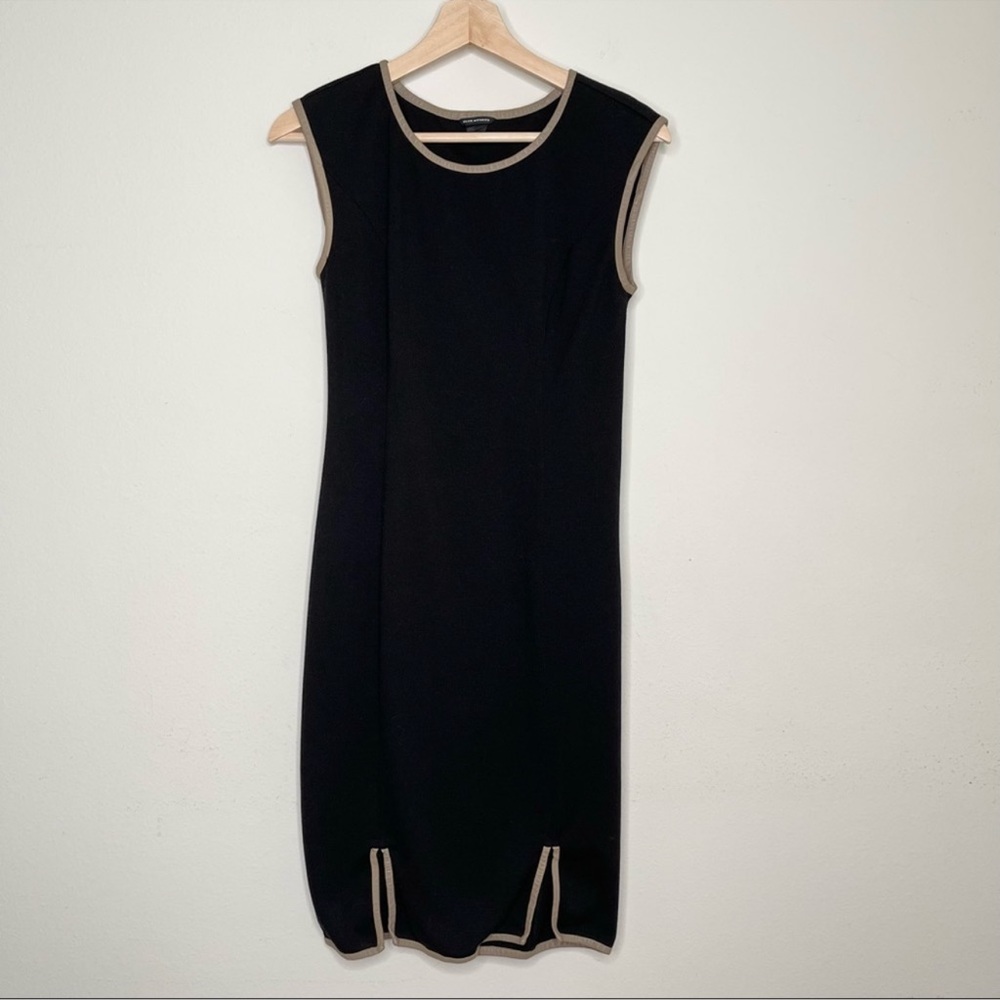 Club Monaco black dress with 100% sheep leather tan details. - Picture 2 of 10